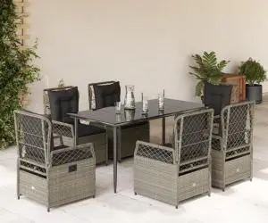 vidaXL Set mobilier de grădină cu perne, 7 piese gri deschis poliratan