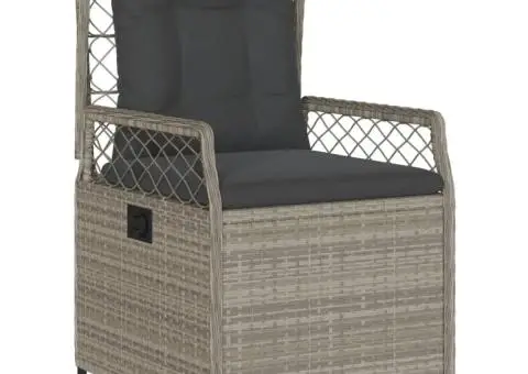 Set mobilier de grădină cu perne, 7 piese gri deschis poliratan - 3/5