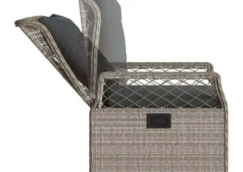 Set mobilier de grădină cu perne, 7 piese gri deschis poliratan - 5/5