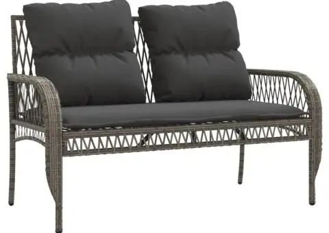 Set canapea de grădină cu perne, 4 piese, gri, poliratan - 4/5