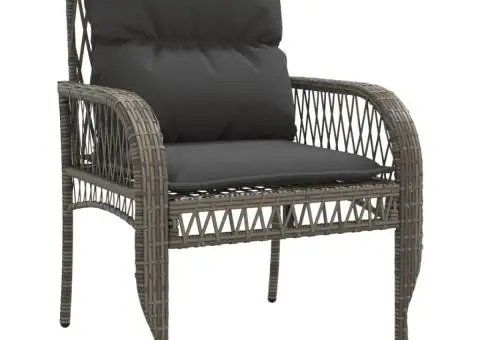 Set canapea de grădină cu perne, 4 piese, gri, poliratan - 5/5