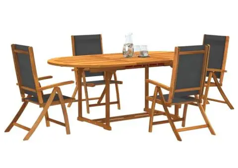 Set mobilier de grădină, 5 piese, lemn masiv acacia/textilenă - 1/5