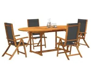 vidaXL Set mobilier de grădină, 5 piese, lemn masiv acacia/textilenă