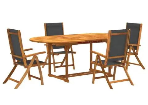 Set mobilier de grădină, 5 piese, lemn masiv acacia/textilenă - 2/5