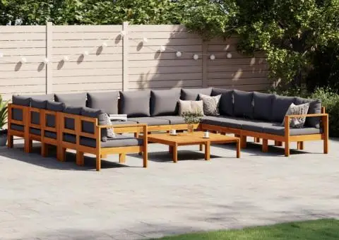 Set de canapele de grădină cu perne 10 piese lemn masiv acacia - 1/5