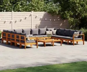 vidaXL Set de canapele de grădină cu perne 10 piese lemn masiv acacia