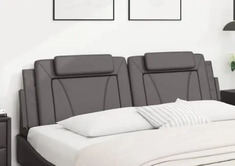 Pernă pentru tăblie pat, gri, 180 cm, piele artificială - 3/5