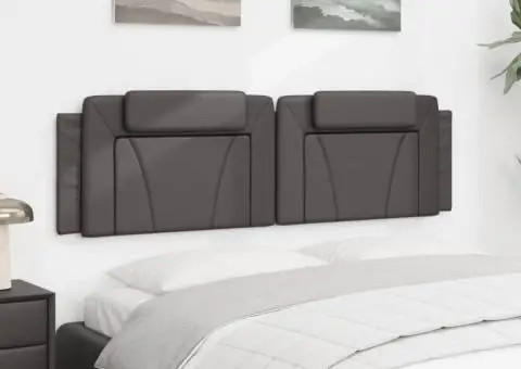 Pernă pentru tăblie pat, gri, 180 cm, piele artificială - 4/5