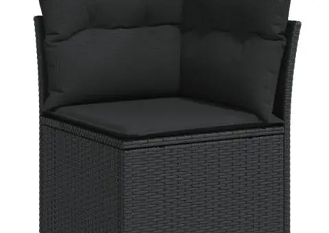 Set mobilier de grădină cu perne, 8 piese, negru, poliratan - 4/5