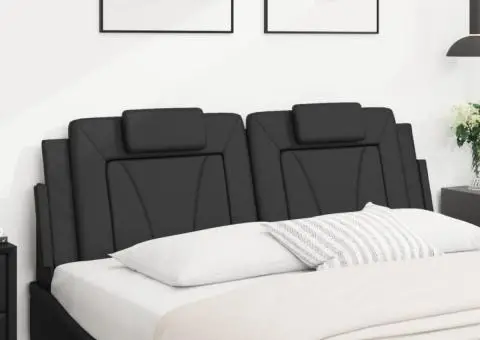 Pernă pentru tăblie pat, negru, 160 cm, piele artificială - 3/5