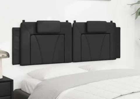 Pernă pentru tăblie pat, negru, 160 cm, piele artificială - 4/5