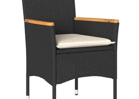 Set mobilier grădină perne 5 piese negru poliratan/lemn acacia - 3/5