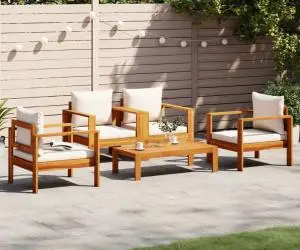 vidaXL Set de canapele de grădină cu perne, 5 buc., lemn masiv acacia