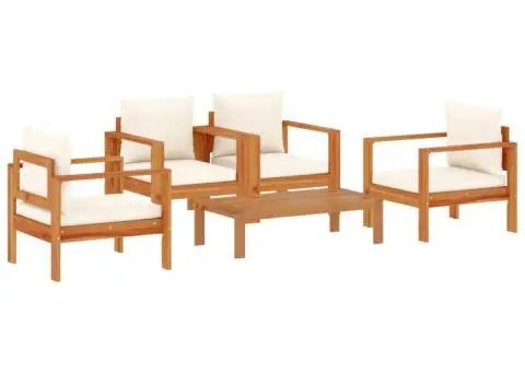 Set de canapele de grădină cu perne, 5 buc., lemn masiv acacia - 2/5