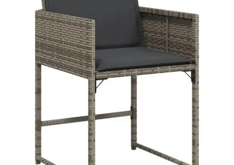 Set mobilier grădină cu perne, 9 piese, gri, poliratan - 5/5