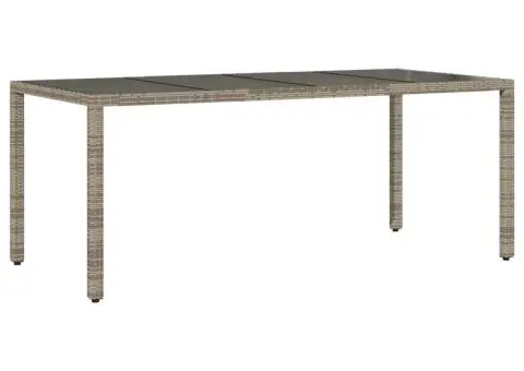 Set mobilier de grădină cu perne 7 piese gri poliratan & sticlă - 4/5