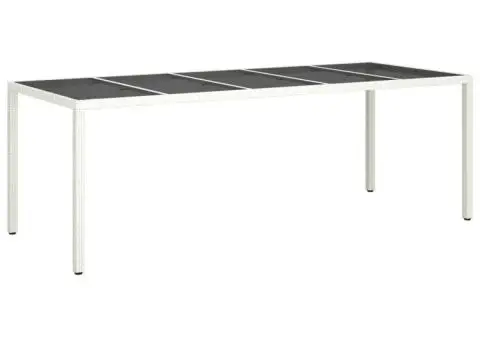 Set mobilier de grădină cu perne 11 piese alb poliratan&sticlă - 4/5