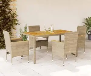vidaXL Set mobilier grădină cu perne 5 piese bej poliratan/lemn acacia