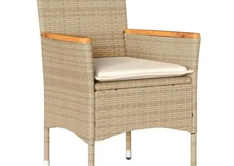 Set mobilier grădină cu perne 5 piese bej poliratan/lemn acacia - 3/5