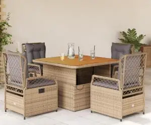 vidaXL Set mobilier de grădină cu perne, 5 piese, bej, poliratan