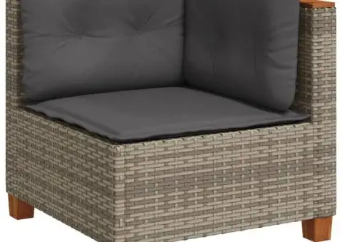 Set canapele de grădină, 7 piese, cu perne, gri, poliratan - 3/5