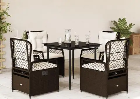 Set mobilier de grădină, 5 piese, cu perne, maro, poliratan - 1/5