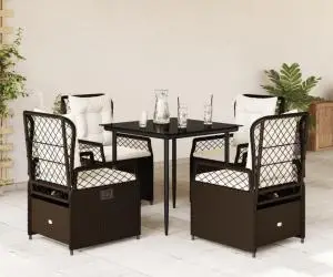 vidaXL Set mobilier de grădină, 5 piese, cu perne, maro, poliratan