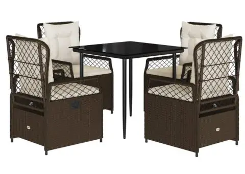 Set mobilier de grădină, 5 piese, cu perne, maro, poliratan - 2/5