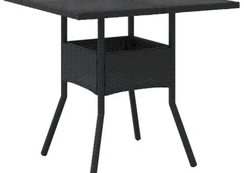 Set mobilier de grădină cu perne 5 piese negru poliratan&sticlă - 4/5