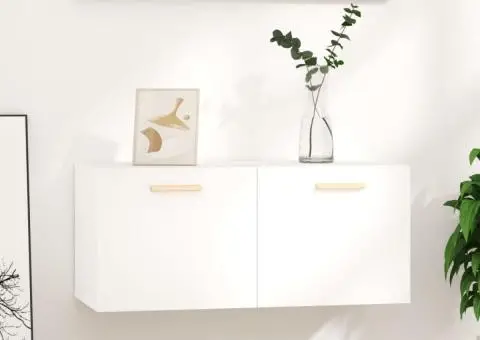 Dulap de perete, alb extralucios, 80x35x36,5 cm, lemn compozit - 1/5