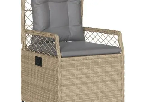 Set de masă pentru grădină, 7 piese, cu perne, bej, poliratan - 3/5