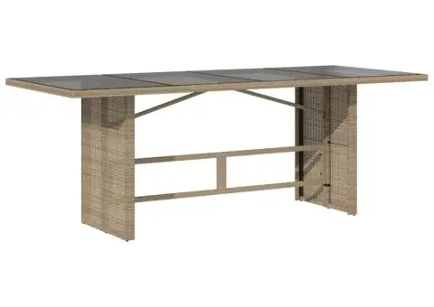 Set de masă pentru grădină, 7 piese, cu perne, bej, poliratan - 4/5