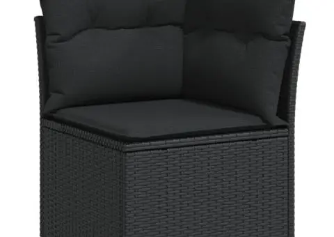 Set mobilier de grădină cu perne, 8 piese, negru, poliratan - 4/5