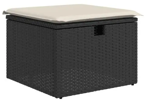 Set mobilier de grădină cu perne, 6 piese, negru, poliratan - 5/5