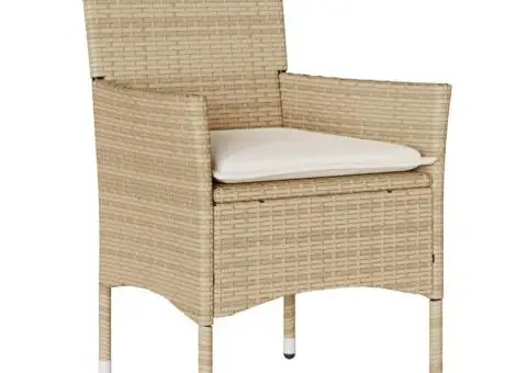 Set mobilier de grădină cu perne 9 piese bej poliratan & sticlă - 3/5