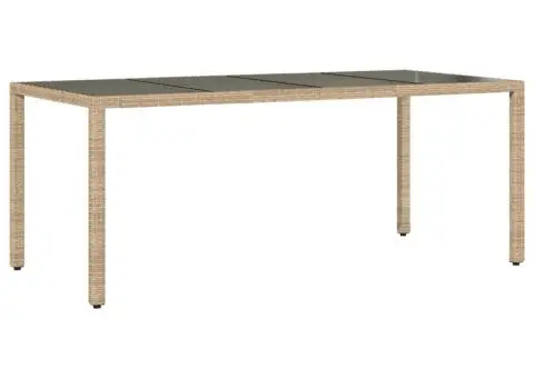 Set mobilier de grădină cu perne 9 piese bej poliratan & sticlă - 4/5