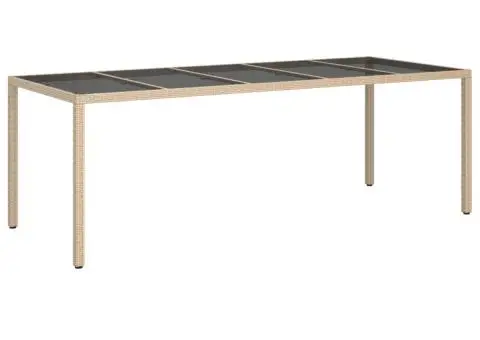 Set mobilier de grădină cu perne 11 piese bej poliratan&sticlă - 4/5