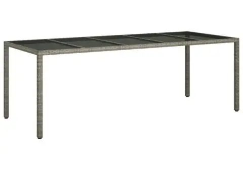 Set mobilier de grădină cu perne 9 piese gri poliratan & sticlă - 4/5