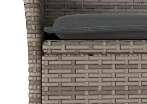 Set mobilier de grădină cu perne 9 piese gri poliratan & sticlă - 5/5