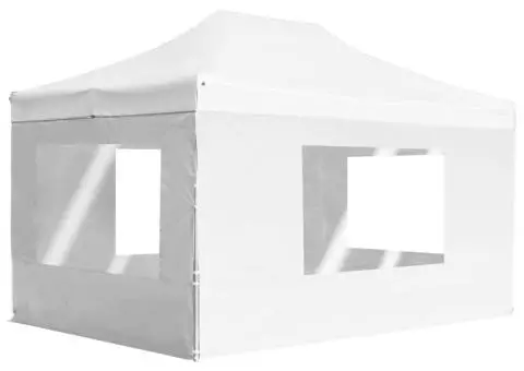 Cort de petrecere pliabil cu pereți, alb, 4,5 x 3 m, aluminiu - 1/5
