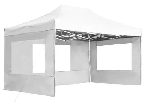 Cort de petrecere pliabil cu pereți, alb, 4,5 x 3 m, aluminiu - 2/5