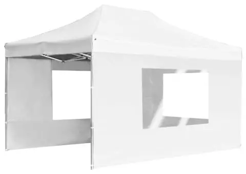 Cort de petrecere pliabil cu pereți, alb, 4,5 x 3 m, aluminiu - 3/5