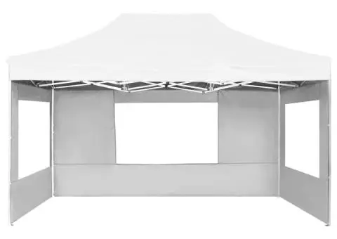Cort de petrecere pliabil cu pereți, alb, 4,5 x 3 m, aluminiu - 4/5