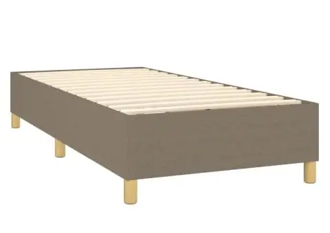 Pat cu arcuri, saltea și LED, gri taupe, 80x200 cm, textil - 5/5