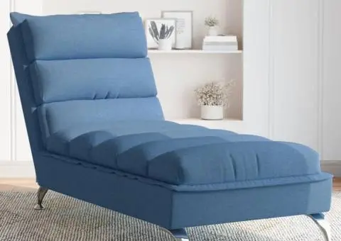 Șezlong cu perne, albastru, material textil - 1/5