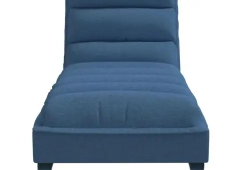 Șezlong cu perne, albastru, material textil - 4/5