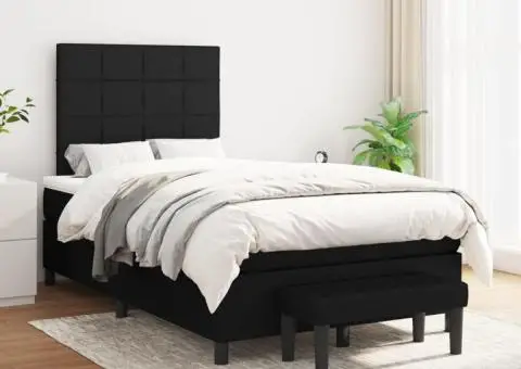 Pat box spring cu saltea, negru, 120x200 cm, textil - 1/5