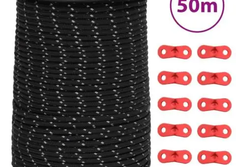 Funie pentru cort cu benzi reflectorizante și chei, 50 m, 3 mm - 1/5