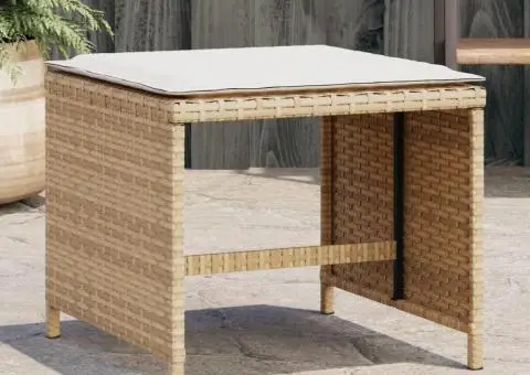 Scaune de grădină cu perne, 4 buc., bej, 40x40x35 cm, poliratan - 1/5