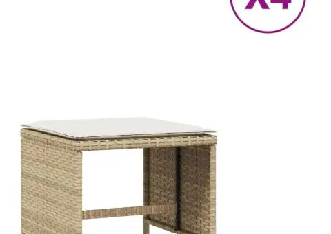 Scaune de grădină cu perne, 4 buc., bej, 40x40x35 cm, poliratan - 2/5